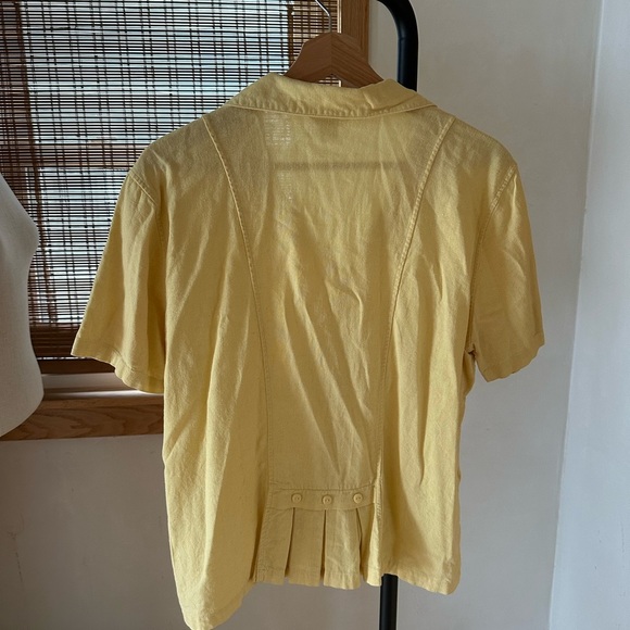 Christopher & Banks Butter Yellow Button-Up Women's Top Large Linen - Picture 10 of 11